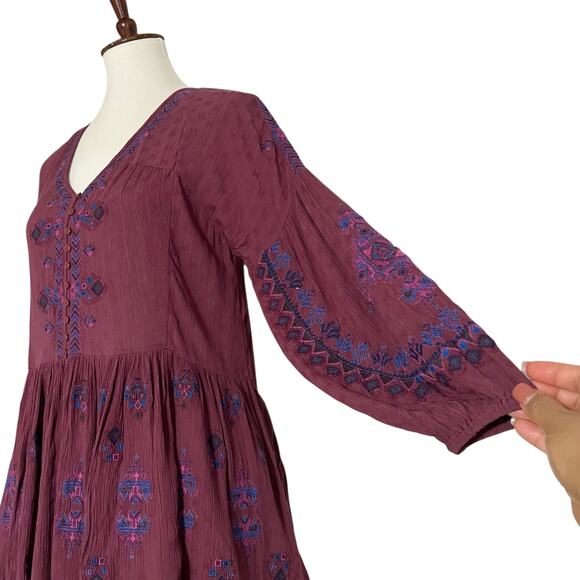 Free People Women's Red Arianna Embroidered Tunic‎ Dress Size XS - Picture 9 of 12